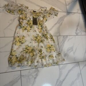 NWT Disney Princess Yellow Floral Dress Juniors Sz XL